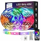 Striscia LED 40 Metri, PSTAR Bluetooth RGB Smart Strisce LED 40M con Telecomando, Controllo App, Sincronizzazione Musica, Luci a LED Colorate da Camera/Decorazioni/Cucina/Bar/Festa/Letto