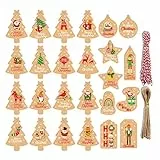 Feliciay 100 etichette Etichette regalo natalizie in carta kraft, con corda di iuta da 10 m e corda di cotone rossa da 10 m, per decorazioni natalizie, perfette per decorare l'albero di Natale