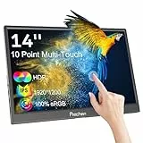 Prechen Portatile Touchscreen Monitor, 14 pollici IPS 1920 x 1200 USB-C Travel Monitor, HDR, 400 cd/m², 100% sRGB, Kickstand e altoparlante, HDMI, USBC, monitor esterno per computer