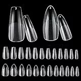 INTOBAS 240 Pezzi Unghie Finte Corte in Gel, 2 Modelli 10 Taglie(Mandorla e Ballerina Corta) Full Cover Tip Unghie Trasparenti, Copertura Completa Punte per Unghie Finte