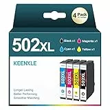 KEENKLE Multipack 502XL Cartucce d'inchiostro compatibili per Epson 502 502 XL per Epson Workforce WF-2860 WF-2860DWF WF-2865 WF-2865DWF Expression Home XP-5100 XP5100 (confezione da 4)