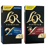 L'Or - Capsule Caffè Espresso Confezione Mista - Kit Capsule di Alluminio Compatibili Nespresso - 10 Pacchetti [100 Capsule: 70 Barista, 30 Decaffeinato Ristretto]