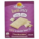 Céréal Buoni Senza, Golosi al Cioccolato Bianco, Snack senza Glutine, Biscotti Ricoperti di Cioccolato senza Lievito, 101 calorie per barretta, 120 gr, 6 barrette