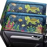 Caramaz - Tendine parasole auto bambini, con protezione dai raggi UV, copertura senza interruzioni, Calza parasole auto, con stampa amorevole, Set di 2, Taglia L