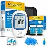 ACCUGENCE Misuratore Glicemia, Diabete Test Kit Glucosio Nel Sangue Con 50 strisce glicemia, E 3 en1 Glucometro Multiparametrico (Glicemia, Acido Urico, Chetone)
