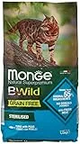 Monge BWild cibo secco per gatti (cibo secco per gatti senza cereali, cibo secco per gatti con tonno e piselli, molto ricco di fibre e vitamine, cibo secco per gatti di alta qualità, 1,5 kg)