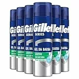 Gillette Series GEL DA BARBA LENITIVO Con Alove Vera, Protezione Completa Dalle Irritazioni, Rinfresca e Lenisce, Rasatura Confortevole, 200ml X6