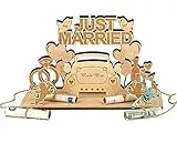 Giftota - Regali di nozze – regalo di denaro matrimonio – decorazione matrimonio – libro degli ospiti in legno – regalo di compleanno per donne, uomini, sposi – ' Just Married '