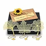 Eucomir Segnalibro Metallo Segnalibri Ciondolo,3 Pezzi Segnalibro a Forma di Foglia e Fiore,Segnalibro Particolare Set è un Regalo Pratico e Creativo,per Insegnanti Lettori Studenti Amici,Oro