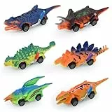 Sarsumir Dinosauri Macchinine Giocattolo per Bambini 6 Pezzi Dinosauro Giocattolo Tirare Indietro Auto per Ragazzi Ragazze di 3 4 5 6 Anni Giochi Dinosauri Giocattolo Regalo, Colore Brillante