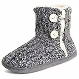 Polar Donna Memory Foam A Maglia Pulsante Pelliccia Ecologica All'Aperto Suola Di Gomma Felpa Inverno Comfort Pantofole - Grigio - UK6/EU39 - YC0717