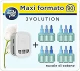Ambi Pur 3Volution Profumatore per Ambienti, Diffusore Elettrico Ambiente e 4 Ricariche, Fragranza Nuvole di Cotone, tecnologia Elimina Odori, Fino a 90 Giorni di Profumo per Ricarica