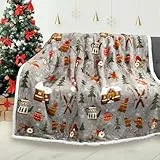 Catalonia Classy Coperta Sherpa Natalizia, Coperta Sherpa Coperta TV Super Morbida e soffice, Coperta Decorativa per Divano Letto Decorazione Vacanza, 130 x 150 cm, Motivo Albero di Natale