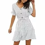 Vestito Donna Estivi Casual Stampa Floreale Margherita Cinghia per Spaghetti Chiffon Senza Maniche Corto Swing Senza Schienale Flowy Abito da Spiaggia (Bianca, L)