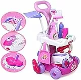 deAO Carrello di Pulizia Bambini,Aspirapolvere Giocattolo Bambini,Set Pulizia Bambini Giocattolo Con Luci e Suoni,Gioco di Ruolo Bambini，Regalo per Ragazzi e Ragazze