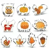 Bluelves Formine Biscotti Ringraziamento, Set di Formine per Biscotti Stampi, Tagliabiscotti Volpe, Gufo,Riccio e Scoiattolo, Stampi Biscotti,10 Pezzi, Acciaio Inossidabile (Metallo 10pcs)