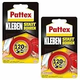 Pattex adesivo invece di foratura Nastro adesivo, nastro biadesivo extra forte, doppio nastro adesivo per lavori di montaggio interni ed esterni, fissaggio a parete senza fori, kit con 2 pezzi