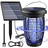 PALONE Solare Lampada Antizanzare, Ricaricabile Zanzariera Elettrica 2500mAh/4500V USB C UV Lampada Zanzare con 4W/5V Staffe Solare & Cavo 3,5M e 1M Type-C Cavo per Esterno Interno