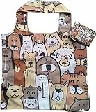 Chilino 230 Doggies Borsa per la spesa pieghevole, grande e stabile, ecologica, poliestere, beige/marrone, 47 cm di larghezza x 41 cm di altezza