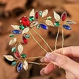 Ushiny Spille per capelli da sposa barocco accessori per capelli in oro cristallo pezzo di capelli strass gioielli per donne e ragazze (3 pezzi)