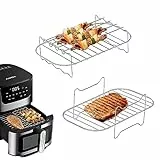 Accessori Friggitrice ad Aria Set di Sei Pezzi, Griglia Per Friggitrice ad Aria Acciaio Inossidabile Compatibile Ninja AF300EU, AF400EU, Cecotec, Ultenic K20 7,6L-9,5L Doppia Friggitrice