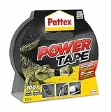 Pattex Power Tape, Nastro Telato Americano, Nastro Isolante Extra Forte per Carichi Pesanti, Per Tutti i Materiali, Impermeabile, Universale, Per Riparazioni, Fissaggio, Imballaggio, Nero, 48mmx10m