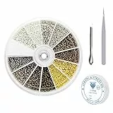 2400 perline da schiacciare con pinzette, cucchiai e filo per gioielli, perline di posizionamento, distanziali in 6 colori, accessori per gioielli fai da te, adatti per la produzione di ciondoli,
