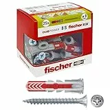 Fischer 25 Tasselli Duopower con Vite, 8 x 40 mm, per Muro pieno, Mattone Forato, Cartongesso, 544017