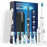 Sonic Spazzolino elettrico per adulti - Spazzolino da denti elettronico ricaricabile con 5 modalità e 6 testine spazzole, spazzolino elettronico con timer