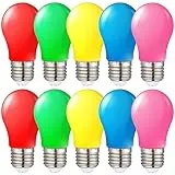 Suncan Lampadine colorate da 1 W, con attacco a vite E27, per esterni, patio, feste, Natale, confezione da 10