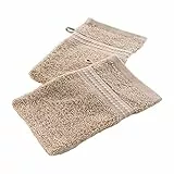 Douceur d'Intérieur, 2 guanti da bagno, 15 x 21 cm, sabbia, 100% cotone, eccellenza biologica