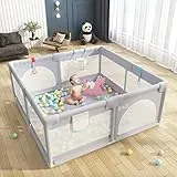 EAQ Box per bambini, per interni ed esterni, centro attività per bambini, con base antiscivolo, robusto cortile di sicurezza con rete super morbida e traspirante, recinzione per bambini per neonati