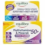 Equilibra Integratori Alimentari, Multivitamine & Minerali 50+, Formula Potenziata, Energia, Sostegno, Funzioni Cognitive, 30 Compresse Triplo Strato a Rilascio Differenziato nel Tempo