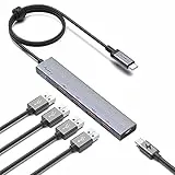Aceele Hub USB 3.2 Gen 2 10Gbps con 4 Porte USB-A, Sdoppiatore USB 3.2 Adattatore 5 in 1 con Cavo Lungo 100 cm e porta di Alimentazione Type-C per Laptop, PC Desktop, Xbox e Mac, ecc.