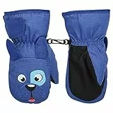MoKo Guanti da Sci per Bambini, Guanti Indernale Antivento Impermeabile Guanti Termici Caldi per Sci, Ciclismo, Snowboard, Attività Outdoor per Bambini Bambine 1-3 Anni, Blu