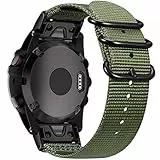FINTIE Cinturino di Ricambio Compatible con Garmin Fenix 3 / Fenix 3 HR/Fenix 5X / Fenix 5X Plus Smart Watch - Nylon Tessuto Sport Regolabile Band con Fibbia Metallica Army Green