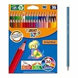 BIC Kids Evolution - Matite colorate per bambini, confezione da 36 pezzi, colori assortiti