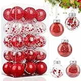 JAMITE Set di 30 Palle di Natale 5,8cm - Decorazioni Natalizie Albero - Palline Leggere e Infrangibili con Stili Glitter - Ideali per Natale,Matrimoni,Festività - Cappuccio Rimovibile