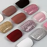 288Pz Unghie Finte Corte Quadrate Colorate Unghie Finte Glitterate Opache Unghie Finte French Copertura Completa Accessori Nail Art Decorazioni per Unghie Donna Ragazze Manicure Fai da Te (A)