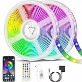 Bonve Pet Striscia Led, 20 Metri, Controllo APP e Telecomando 40 Tasti, Funzione Musicale, Bluetooth, Luci per camera da letto per Decorazioni Festa Casa
