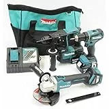 Makita DLX3179TX1 - Kit combinato di utensili a batteria, 18 V (DDF485 + DHR171 + DGA511) / 5,0 Ah, 2 batterie + caricatore, borsa per il trasporto