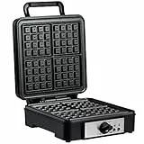 HOMCOM Macchina Waffle per 4 Cialde con Piastre Antiaderenti e Temperatura Regolabile, 1200W, Nero