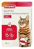Beaphar Diazitec Collare Antiparassitario per Gatto, 4 Mesi di Trattamento Efficace contro Pulci e Zecche, Resistente all'Acqua con Chiusura di Sicurezza, con Diazinone, Rosso