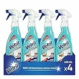 Vetril - Spray Igienizzante Vetri e Superfici, Contro Batteri e Cattivi Odori, Brillantezza Senza Aloni, 650 ml x 4
