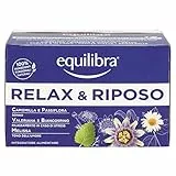 Equilibra Integratori Alimentari Tisane, Tisana Relax e Riposo, 100% Ingredienti Funzionali per Favorire il Sonno, con Camomilla, Passiflora e Valeriana, Materiali 100% Riciclabili, 15 Filtri