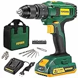 Avvitatore a Batteria 18V, 45Nm Trapano a Percussione, 18+3 Impostazioni di Coppia, 2,0Ah Batteria e 50min Caricatore Rapido, 2 Velocità, 17 Pezzi Accessori- BHD750B