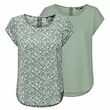 ONLY ONLVIC - Top da donna con scollo rotondo, vestibilità normale, a maniche corte, con chiusura lampo, motivo estivo, nero, verde, rosa, blu, 34, 36, 38, 40, 42, 44, Lily Pad (15284243), 42
