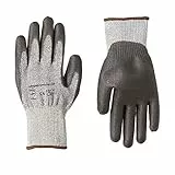 AmazonCommercial - Guanti da lavoro, in Goldsilk con rivestimento in PU, resistenza al taglio di livello 5D, per meccanici, giardinieri, operai, taglia L (Confezione da 2), 1 paio, sale e pepe/nero