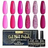 INPING Smalto Semipermante Per Unghie Rosa, 6 Colori Rosa Glitter Rosa scura Sposa Raccolta Set Di Smalti Gel smalto semipermanente unghie Bianca Rosa Chiaro rosa scuro DIY