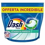 Dash Pods Detersivo Lavatrice In Capsule, 58 Lavaggi, Classico Fresco, Rimuove Le Macchie, Efficace A Freddo Anche E In Cicli Brevi
